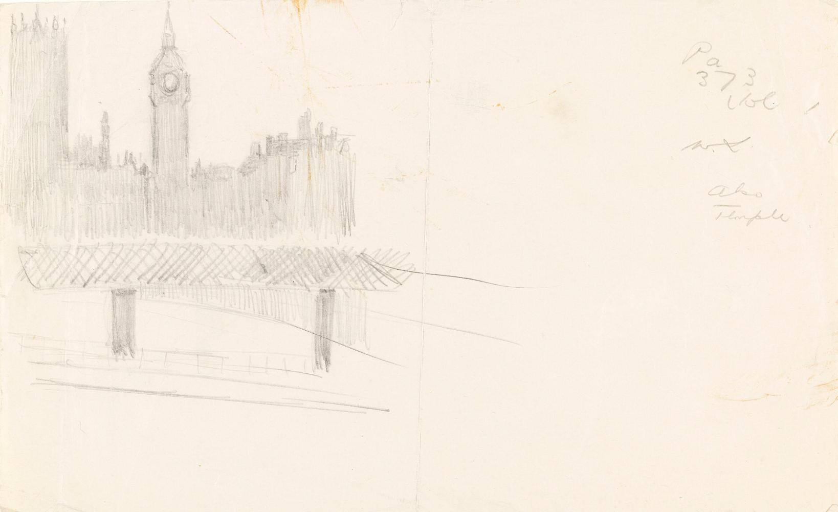 The Houses of Parliament and Hungerford Bridge, London