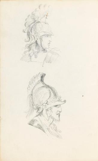 Two Studies of a Man Wearing Roman Centurion's Helmet