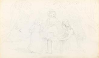 Three Girls Playing in a Garden