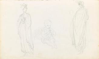 Sketch of a Child Playing a Flute;  Woman in Grecian Robes