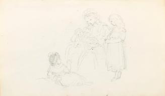 Woman Holding Baby with Two Children