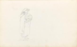 Sketch of a Travelling Woman Holding a Baby