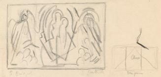 Saint Brigid, the Virgin and Child with Angels and Saint Patrick (left to right), (for The Virgin of Eire, oil no. 4319)