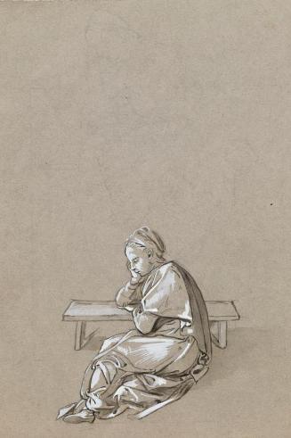 A Woman Leaning on a Bench