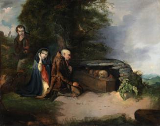 Figures by a Coffin - a Scene from 'The Collegians'