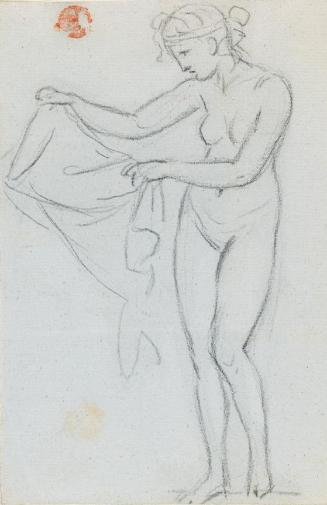 A Standing Female Nude Holding a Cloth