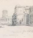 The Four Courts from outside the Church of Adam and Eve and the Immaculate Conception; Leinster House from Molesworth Street (on verso)