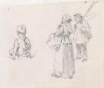A Seated Child, Woman with a Basket and a Labourer