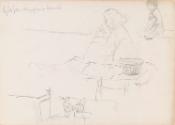 A Woman and Two Children in a Market; a Roof detail (on verso)