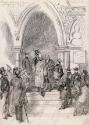 Parnell's Reception in the Great Hall of the Royal Courts of Justice, at the Foot of the Stairs Leading to the Parnell Commission Courtroom