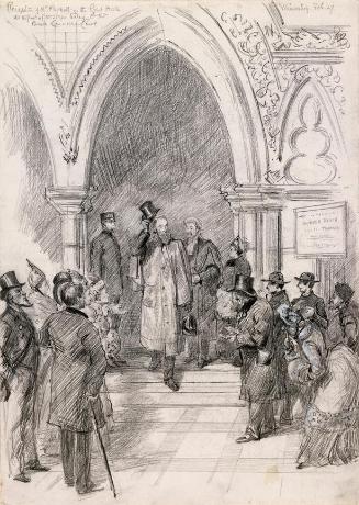 Parnell's Reception in the Great Hall of the Royal Courts of Justice, at the Foot of the Stairs Leading to the Parnell Commission Courtroom