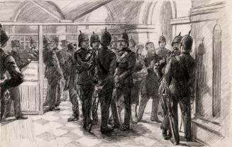 Members of the Royal Irish Constabulary Outside The Courtroom with Mr Soames