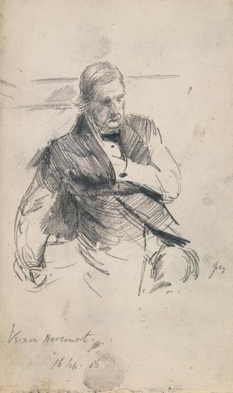 Sir William George Granville Venables, Vernon Harcourt M.P. (1927-1904) in the House of Commons; Col. Nolan, an Unidentified Man and Sir Thomas Wallace Russell M.P. (1841-1920), on verso