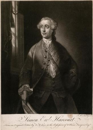 Simon Harcourt (1714-1777), 1st Earl Harcourt, holding a plan of Nuneham, Oxfordshire, (later Lord Lieutenant of Ireland)