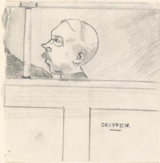 Cropped letter from William Orpen to Mrs St George with a sketch of Crippen