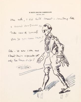 [Illustrated letter from William Orpen to Mrs St George which refers to his knighthood