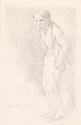 Illustrated letter from William Orpen to Mrs St George with a sketch of the artist with his hands in his pockets