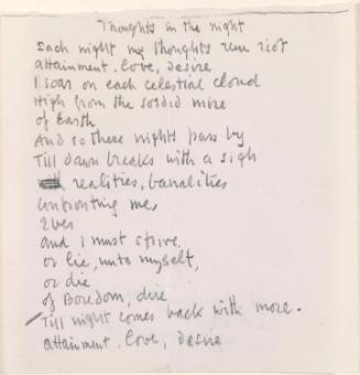 'Thoughts in the Night' a poem by William Orpen