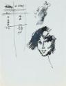 Score sheet and a sketch of a girls face