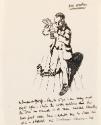 Illustrated letter from William Orpen to Mrs St George with a sketch of the artist pouring tonic