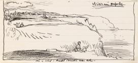 Cropped letter from William Orpen to Mrs St George with a sketch of the artist and Mrs St George at Screebe, County Galway