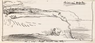 Cropped letter from William Orpen to Mrs St George with a sketch of the artist and Mrs St George at Screebe, County Galway