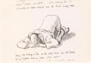 Cropped letter from William Orpen to Mrs St George with a sketch of the artist paying 'homage'