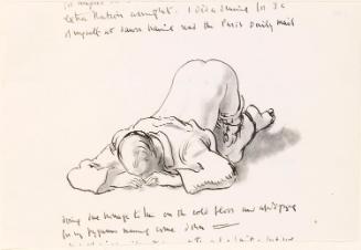 Cropped letter from William Orpen to Mrs St George with a sketch of the artist paying 'homage'