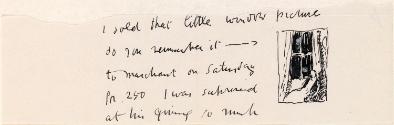 Cropped letter from William Orpen to Mrs St George with a sketch of 'The Window'