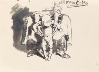 Cropped letter from William Orpen to Mrs St George with a sketch of Vivien St George and a nurse