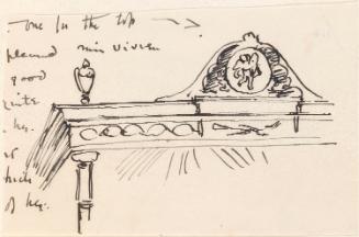 Cropped letter from William Orpen to Mrs St George with a sketch of Mrs St George's Bed