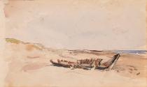 A Wreck on the Beach; Cows (on verso)