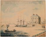 The Pigeon House, Ringsend, Dublin, with the Lord Lieutenant's (Marquis of Cornwallis') Yacht 'Dorset'