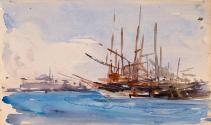 Constantinople Harbour; Boats (on verso)