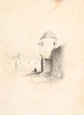 Part of the Old Walls of Londonderry and a Seated Figure