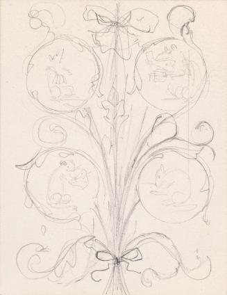 Scroll, Foliage and Dolphin Pattern; Scroll and Foliage (on verso)