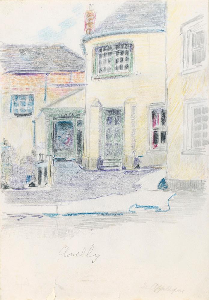 A Street in Clovelly, Devon; Clovelly Harbour (on verso)