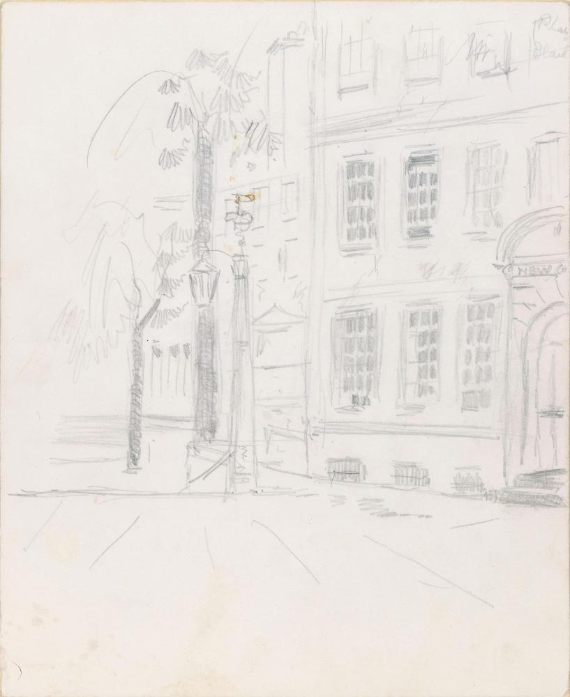 A Street Corner; Buildings around a Courtyard (on verso)