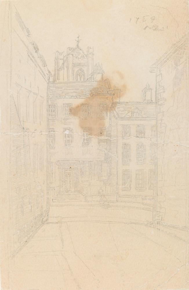 Houses on Bow Street, Dublin and Saint Michan's Tower