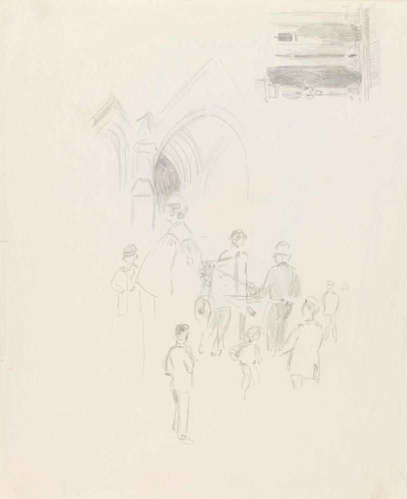 The Entrance to the Royal Courts of Justice (bottom) and Bird's Statue of Queen Anne, London