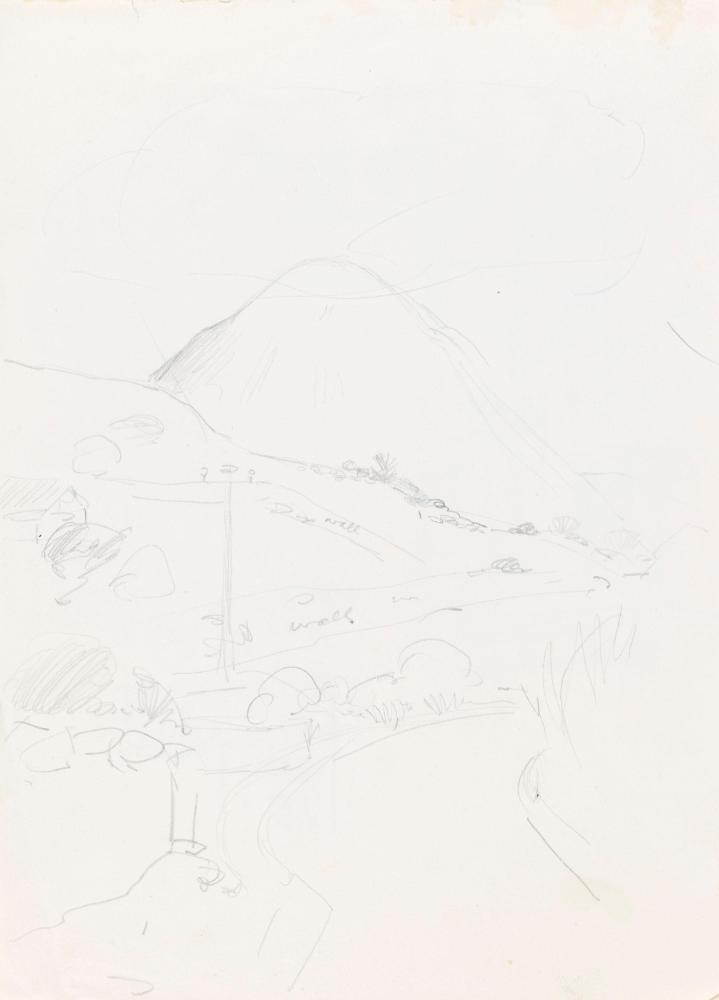 A Road in the Hills; Details of the 'Irish House', Wood Quay against Christchurch Cathedral (on verso)