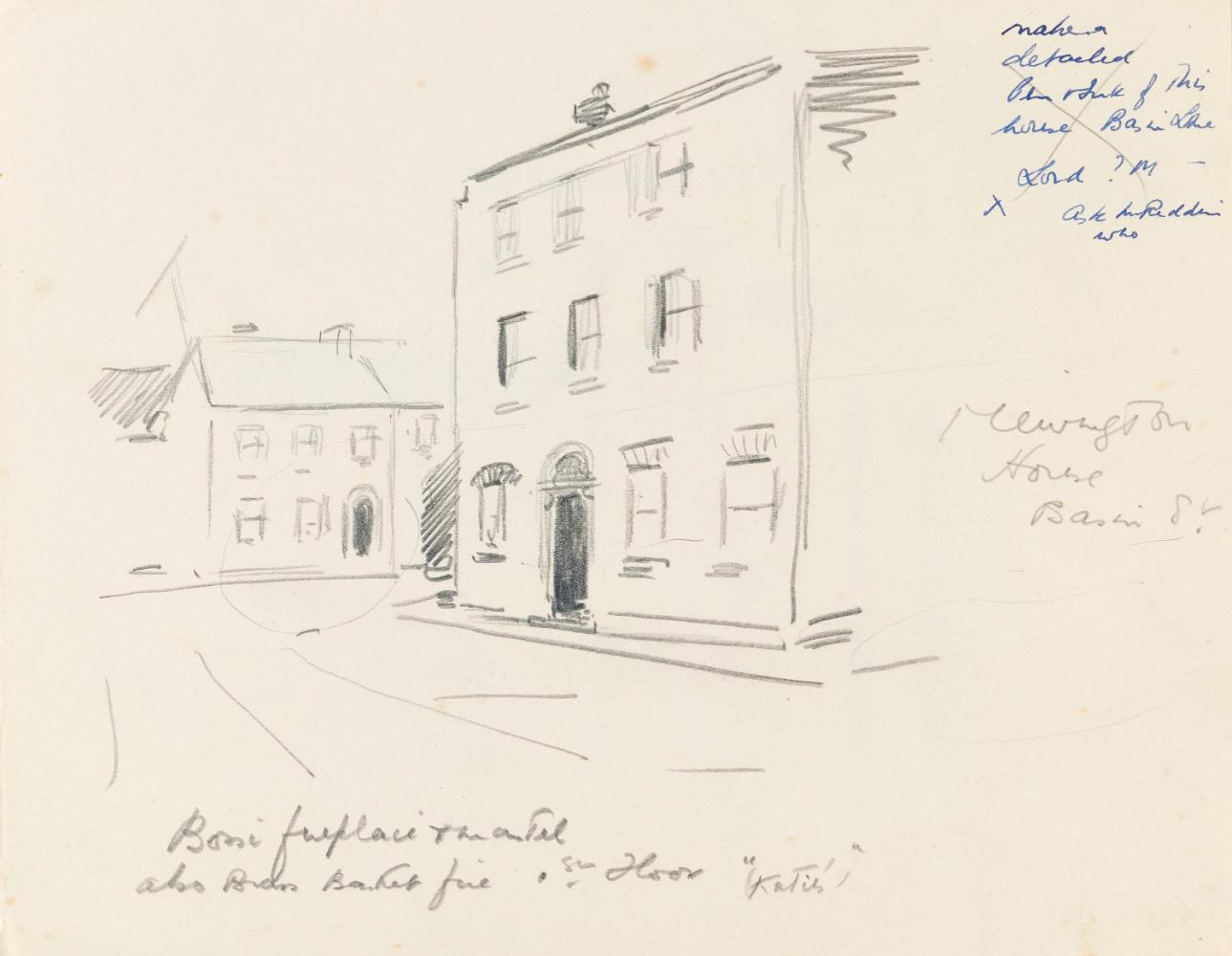 Mr Ewington's House, Basin Street Lower; Cromwell's Quarters, off James's Street (on verso)