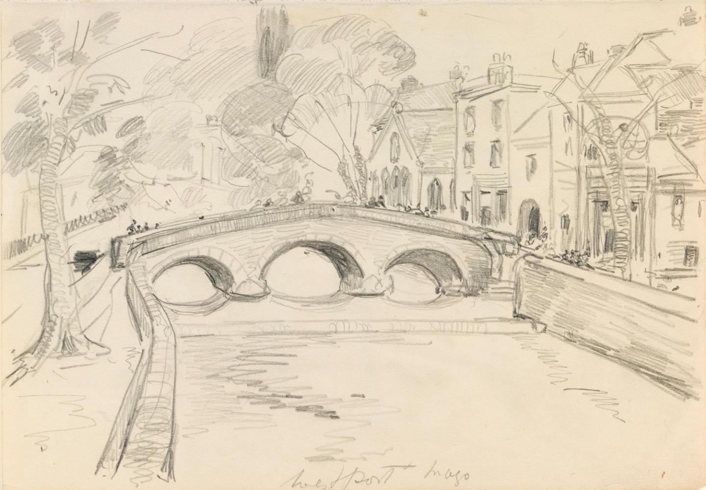 Westport Mall, County Mayo; A Moored Yacht (on verso)