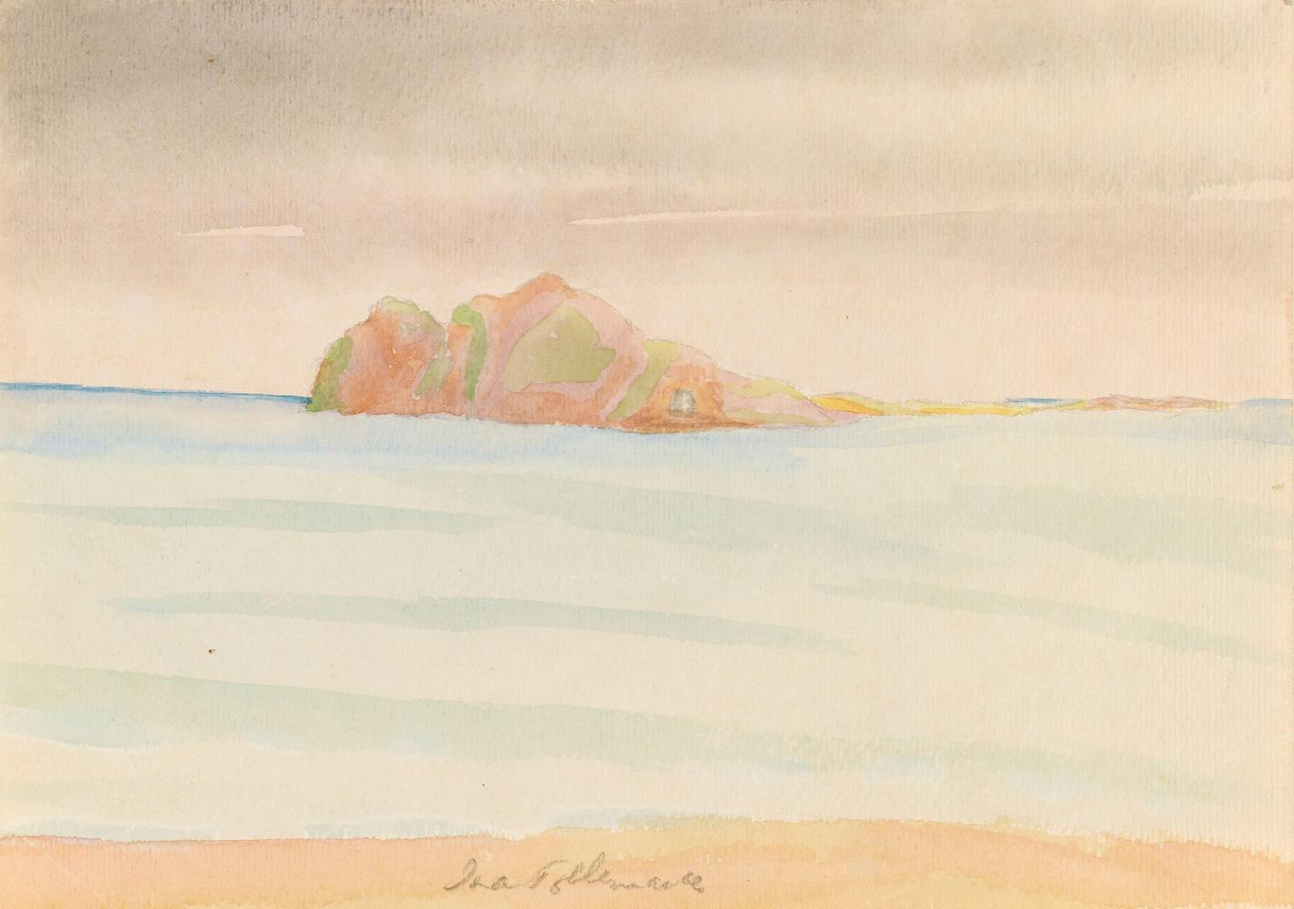 The Cathedral and Round Tower, Glendalough, County Wicklow; A Rocky Island (on verso)