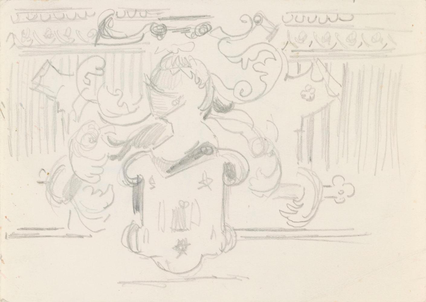 A Coat of Arms; The Interior of Saint Helen's (on verso)