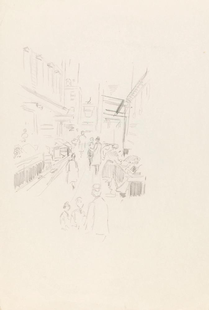 Moore Street Market; Up School Arch, Westminster School, London (on verso)