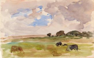 Cows Grazing; A Shoreline (on verso)