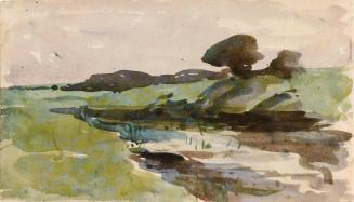 Meadows with a Stream; Wind Blown Trees (on verso)