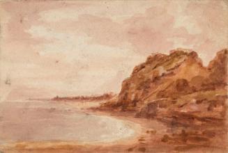 A Rocky Bay and Distant Hills; a Man Writing (on verso)