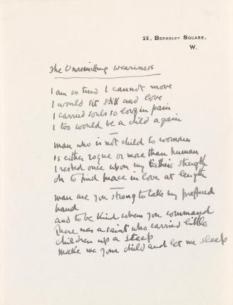 'The Unremitting Wearinesss' a poem by William Orpen